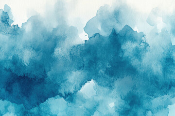 Poster - A serene blue watercolor painting captures the essence of a tranquil sky, the soft brushstrokes mimicking the ethereal movement of clouds on a peaceful afternoon