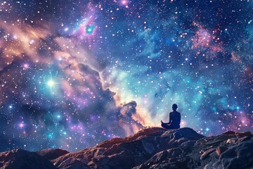 cosmic yoga find peace and tranquility by meditating under the stars, surrounded by the vastness of 