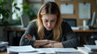 © LemonellArt - An Exhausted HR Woman Struggling with Disorganized Paperwork in a High-Demand Office Environment