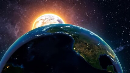 Poster - Sun Rises Over Earth Illuminating the Planets in Space Generative AI