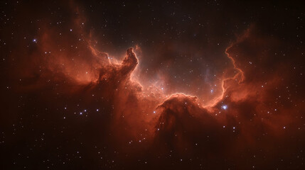 Wall Mural - cosmic nebula in red hues, space, cosmos, universe, stars, astronomy