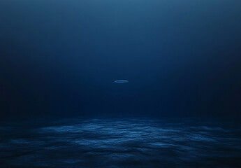 Poster - A small, white object floats above the dark, choppy ocean water. It's a quiet scene, with the only light coming from the sun, which is setting beyond the horizon