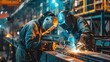 © spyrakot - Industrial Teamwork in Action: Skilled Welders Collaborating on Machinery Maintenance Project