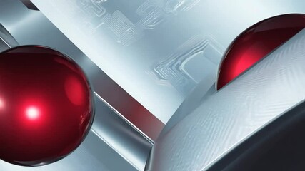 Poster - red & metallic dynamic abstract tech background generative ai