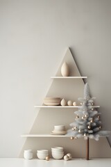Fototapete - A soft touch of festive vibes in a minimalistic Christmas scene AI generated illustration