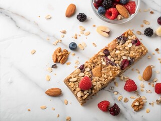 Poster - A wholesome, crunchy granola bar, bursting with berries and nuts.