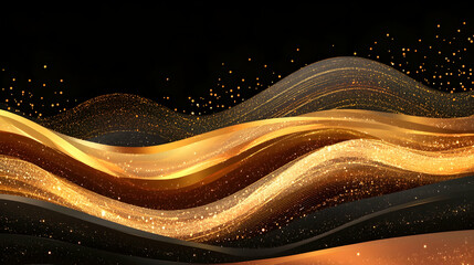Wall Mural - golden waves abstract background, black, luxury, elegant, sparkle, glitter