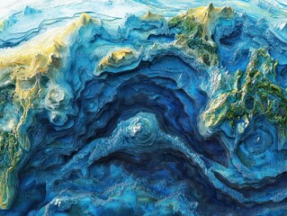 Poster - Globale Vernetzung: Digitale Weltkarten in Blau