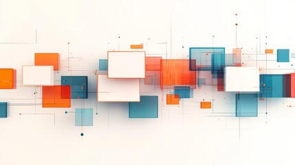 Poster - Abstract Geometric Patterns: A captivating abstract composition with a harmonious blend of vibrant colors and geometric shapes. This dynamic design, featuring a symphony of squares and rectangles.