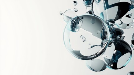 Poster - liquid serenity: abstract close-up of glistening, translucent bubbles floating in a serene, ethereal