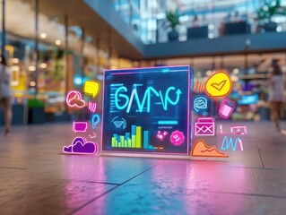 Poster - Marketing business concept on the virtual screen.