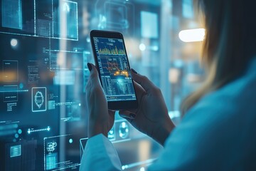 Smart Medical Doctor Working with Modern Computer Interface, Future Digital Engineering Healthcare Equipment Concept	