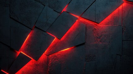 Poster - Abstract Dark Wall with Glowing Red Lines and Textured Surface Enhancing Futuristic and Modern Aesthetic for Background, Design, or Artistic Purposes