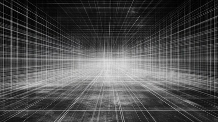 Poster - Abstract Perspective Grid Background with Light and Shadow, Futuristic Design Elements for Technology, Science, and Virtual Reality Concepts