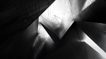 Poster - abstract architectural design with sharp lines and geometric shapes creating dramatic light and shad