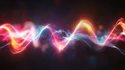Poster - Colorful Abstract Wave Patterns Representing Sound and Light Energy in a Futuristic Background for Creative and Artistic Projects