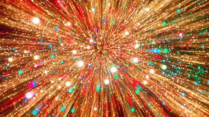 Poster - Vivid Explosion of Colorful Lights with Sparkling Effects Emitting from a Central Point, Creating a Captivating Burst of Radiance and Energy