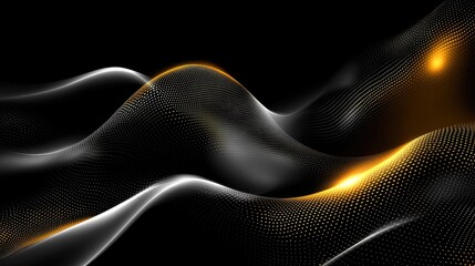 Poster - Abstract wave patterns with luminous dots and gradients creating a dynamic motion effect, suitable for backgrounds, wallpapers, and modern design projects.