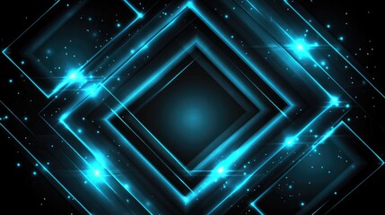 Poster - Futuristic Blue Abstract Background with Geometric Shapes and Glowing Lights Ideal for Technology and Modern Design Projects