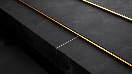Poster - Elegant Black and Gold Vertical Lines on Textured Surface with Modern Design for Luxury and Sophistication in Interior or Product Photography