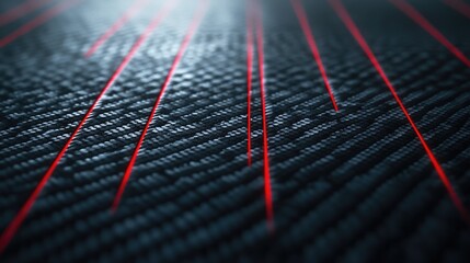 Poster - Abstract background with red laser beams extending over a black textured surface, creating a futuristic and dynamic visual atmosphere ideal for technology themes.