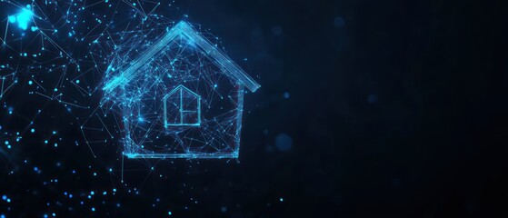 Wall Mural - A digital representation of a house symbolizing technology and connectivity.