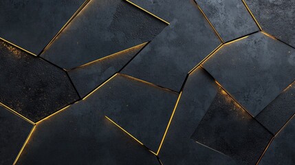 Poster - Dark Textured Background with Geometric Shapes and Subtle Golden Glows in an Artistic Abstract Design Suitable for Modern Decor and Creative Projects
