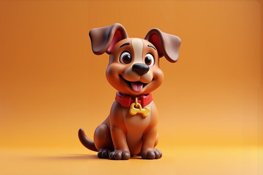 cute, 3d cartoonish puppy with a light brown coat and darker brown ears and tail.