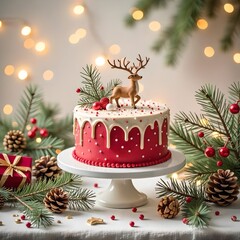 Wall Mural - christmas cake with reindeer