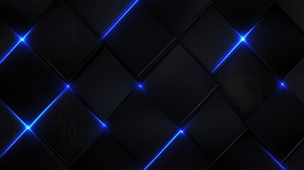 Poster - Abstract Background with Dark Tiles and Glowing Blue Light Highlights, Perfect for Technology, Digital Art, and Modern Design Themes