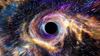Poster - Stunning Depiction of a Swirling Galaxy Entering a Black Hole Generative AI