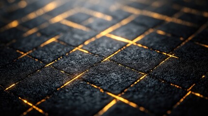 Poster - Detailed Close-up of Textured Stone Surface with Illuminated Gaps Showcasing Artistic Design and Modern Aesthetic for Background and Surface Inspiration