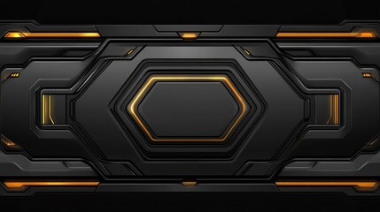 Poster - Futuristic Abstract Background with Geometric Shapes and Metallic Textures Featuring Bright Illuminated Edges for Digital Art Projects and Design Works