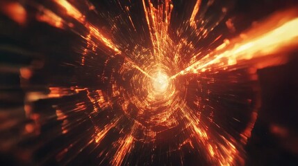 Poster - Dynamic Abstract Background of Bright Orange and Yellow Light Pulses Creating a Sense of Motion and Energy Perfect for Sci-Fi and Futuristic Themes