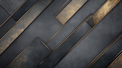 Poster - Abstract Background with Geometric Shapes and Texture in Dark Tones Featuring Metallic Gold Accents for Elegant Design and Modern Aesthetic