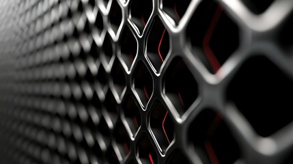 Poster - Close-Up View of a Modern Metallic Honeycomb Pattern with Highlighted Edges and Textured Surface Ideal for Backgrounds and Design Projects