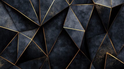 Poster - Abstract Pattern of Geometric Shapes with Dark Textures and Gold Accents, Perfect for Modern Backgrounds in Design Projects and Creative Artworks