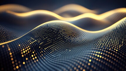 Poster - Abstract Wave Pattern with Glowing Dots Creating a Dynamic Flowing Effect in a Dark Background, Perfect for Technology and Modern Design Concepts