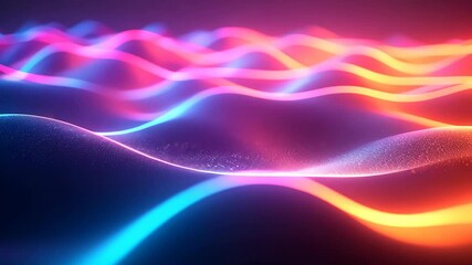 Fototapete - Neon lights lines against a dark background. Abstract wallpaper