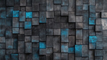 Poster - Abstract geometric textures showcasing a combination of dark and blue tones with a sleek rectangular pattern in a visually striking arrangement for modern design