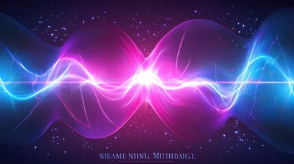 Poster - Abstract Digital Wave Pattern with Vibrant Colors and Shimmering Light Effects Showcasing Energy Flow and Dynamic Motion in a Cosmic Background