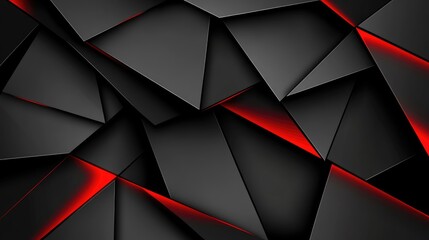 Poster - Abstract Background with Sharp Angles and Geometric Shapes in Dark Shades Featuring Vibrant Red Highlights for Modern Design Applications
