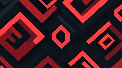 Poster - Abstract Geometric Background Featuring Bold Red and Black Patterns with Layered Shapes and Dynamic Composition for Modern Design Projects