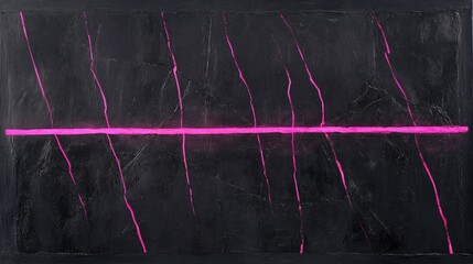 Poster - Abstract artwork featuring vivid pink lines on a textured black surface, highlighting contrast and modern artistic expression in a minimalist design