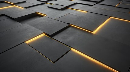 Aufkleber - Abstract Background of Dark Textured Panels with Graceful Linear Illuminations, Suitable for Modern Design Projects and Technology Themes, Perfect for Editorial Uses