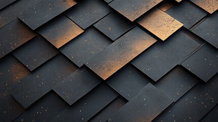 Poster - Aerial View of Black and Gold Decorative Roof Shingles with a Textured Surface, Capturing the Beauty and Craftsmanship of Contemporary Architecture Design Elements
