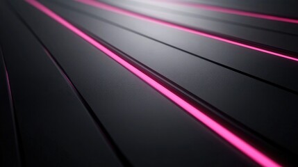 Poster - Abstract background featuring sleek black lines with vibrant pink neon accents, creating a futuristic and modern design ideal for technology and digital themes.