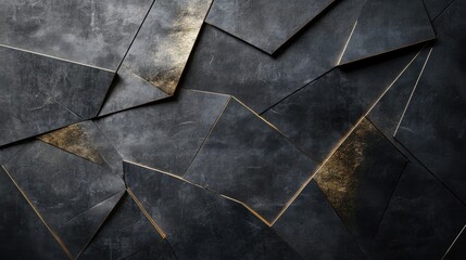 Poster - Abstract Dark Textured Background with Geometric Shapes and Gold Accents for Creative Design, Home Decor, and Art Projects