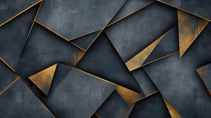 Poster - Abstract Geometric Background with Dark Textures and Golden Accents, Perfect for Modern Art Projects, Business Presentations, or Elegant Designs