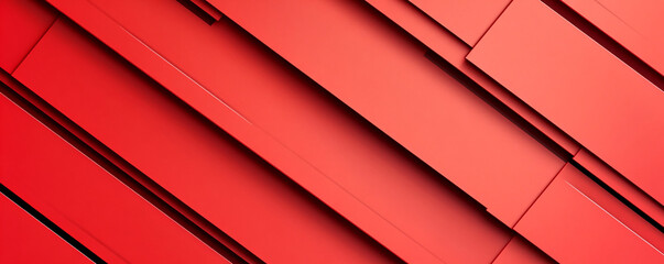 Poster - Red geometric shapes create a bold, abstract pattern. The lines are sharp and the color is vibrant